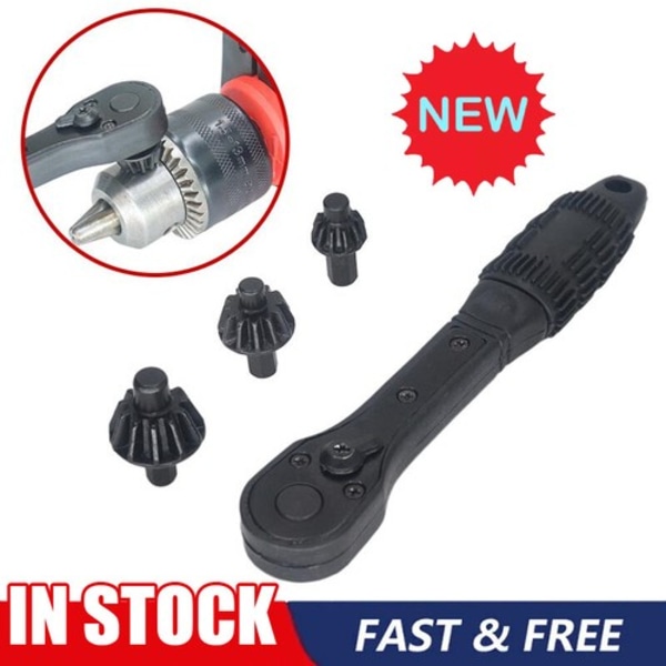 Borrfutter-nyckelsats, 2-i-1 Svart Snabb Spärrborrfutter-nyckel Wrench * 1pcs * 3 * gear 1set