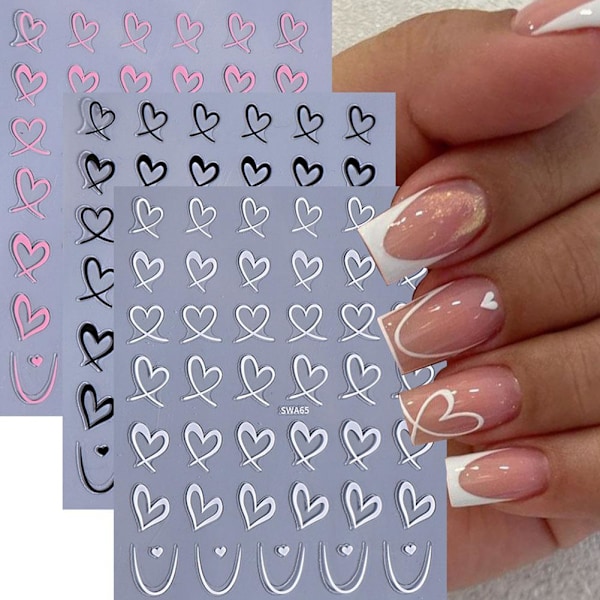 Franska Långa Naglar Kärlek Nagelstickers Kvinnor Romantiska Linjer Sticker Till Nagel Kärlek Ta Bort Konst Lätt J8i7 E 1pcs