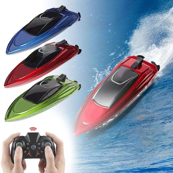 Mini RC-Båtar Höghastighetsracerbåt Dubbla Motorer 2.4G Fartygsfjärrkontroll J0F9 Red 1pcs