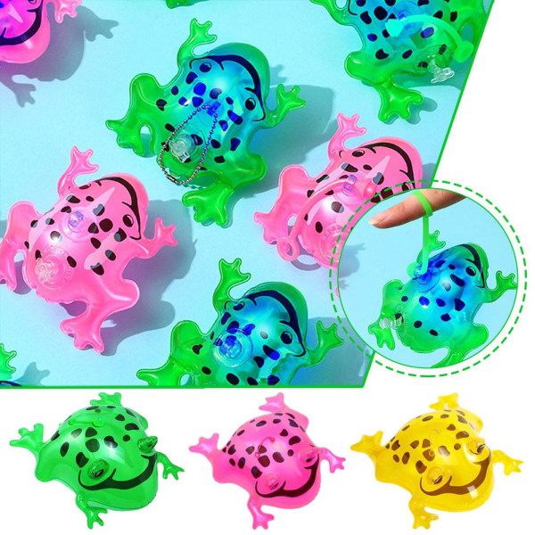 Uppblåsbar grodaballongleksaker för barn Upplysta ögon PVC-ballo green one-size