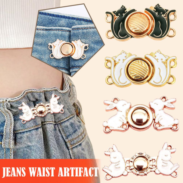 Justeringsknapp Metall åtdragning midjeband Pin plagg Jean Wa White Rabbit one size