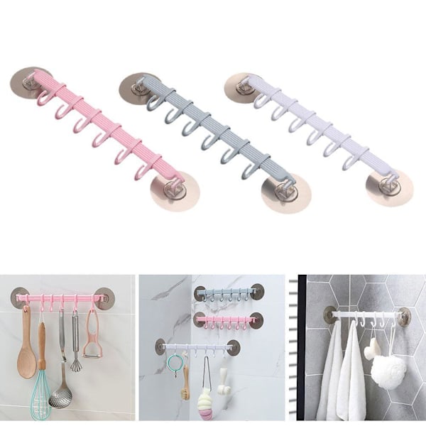 6 Krokar Vägg Vakuum Rack Sugkopp Handduk Badrum/Kök Hållare Sugpropp R3N8 white 1PC