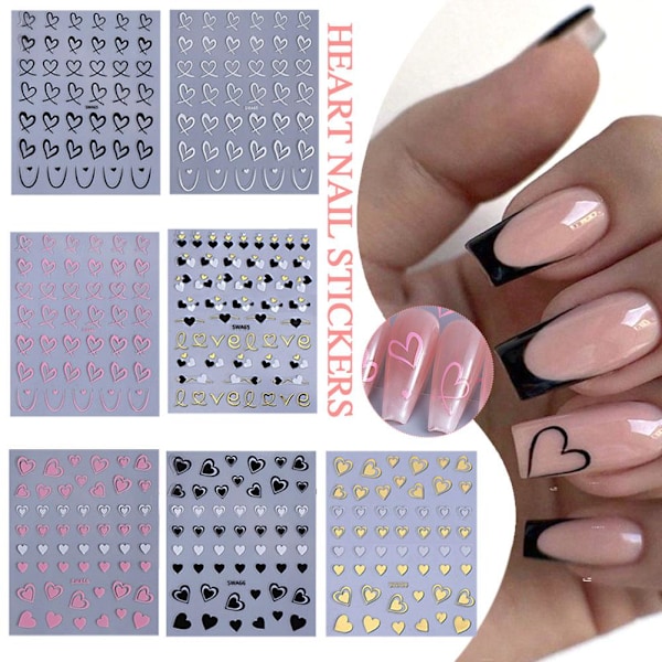 Franska Långa Naglar Kärlek Nagelstickers Kvinnor Romantiska Linjer Sticker Till Nagel Kärlek Ta Bort Konst Lätt J8i7 E 1pcs