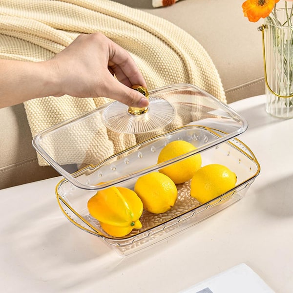 Transparent Fruktskål Med Lock Tårtfat Partybricka Snacks Serveringshållare Displayställ Q9c1 transparentC L