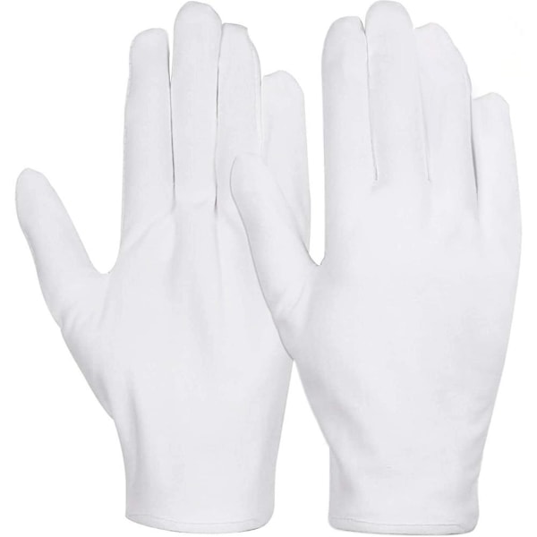 12 par Vita Bomullshandskar För Trädgårdsarbete, Torra Händer, Foder Tyg, Män, L9U6 whiteB XL12pcs