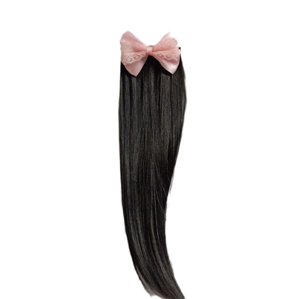 Liten flicka hästsvans flicka lockig hästsvans peruk rak hästsvans W pink curly hair