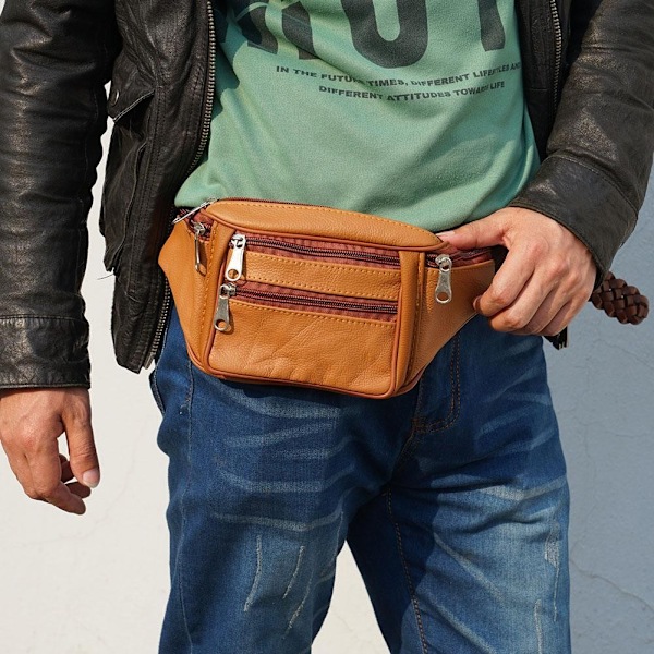 Herr Äkta Läder Clutch Väskor Business Kohud Plånböcker Dragkedja Handväska Skinn Mobilväska Man J8d0 brown One-size