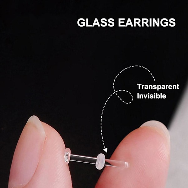 Glas Örhängen Transparent Osynlighet Mode Örhängen Accessoarer För Student Kvinnor Män P7 WhiteC One size 2pcs