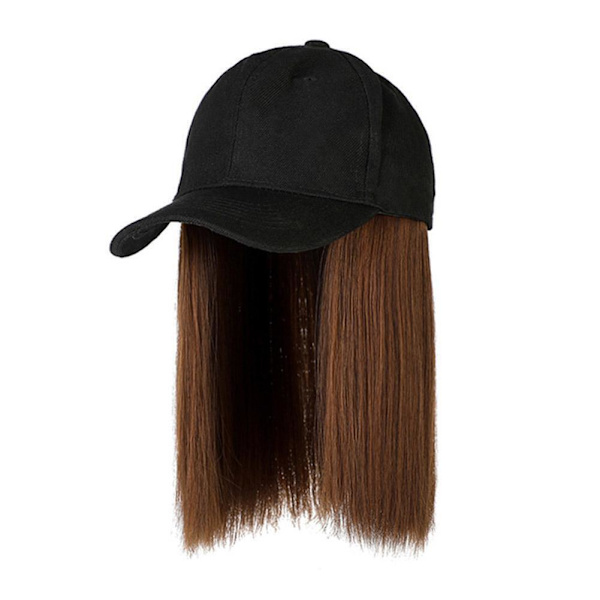 Perukhatt Integrerad Dam Sommar Mode All-Match Lot M6 Konstgjord Peruk K8H5 Dark Brown Black Duck Tongue