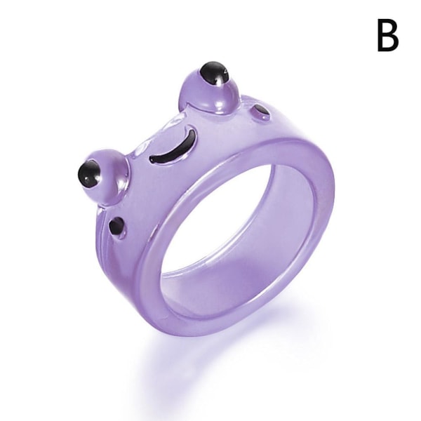 Söt groda kyckling hartsring, färgglada tjocka ringar, tecknad geometrisk Purple One size