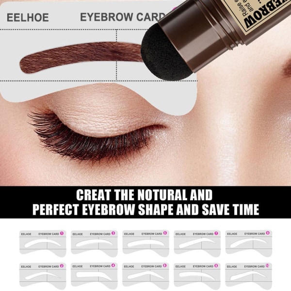 Eyebrow Stamp Makeup Kit Complete Shaping Powder Wax Pencil Brus Dark brown One-size