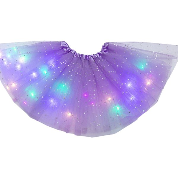 Mode Tutu Kjole Stjärn Paljett Ljusande Kjole Kreativa Ljusremsor Led Kjole B6p9 Purple One size