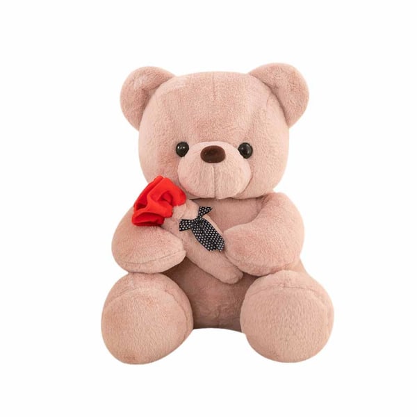 9,8'' Teddy Bear Doll med Rose Soft Comfort Doll Valentine' white 25