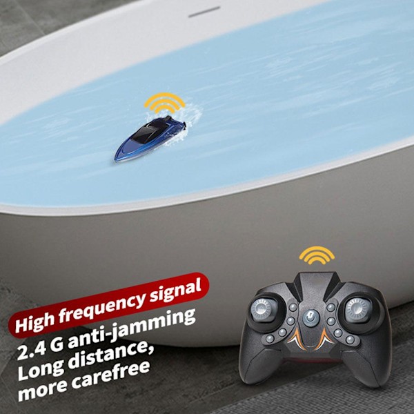 Mini RC-Båtar Höghastighetsracerbåt Dubbla Motorer 2.4G Fartygsfjärrkontroll J0F9 Blue 1pcs