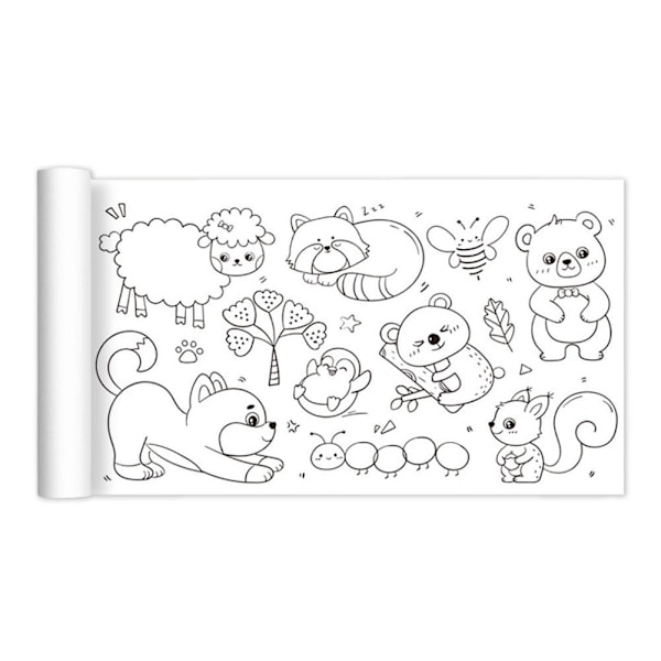 Barns Ritpapper Rulle Kreativ Handmålad Målarpapper Graffiti Scrol I2J2 animal onesize