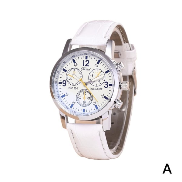 Herr Läder Militär Casual Analog Quartz Armbandsur Ny N6H4 white One-size
