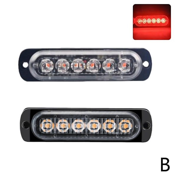 12V 24V Bil LED-strobbeljus Blinkande Grilllampor Nödsituation red 1pcs