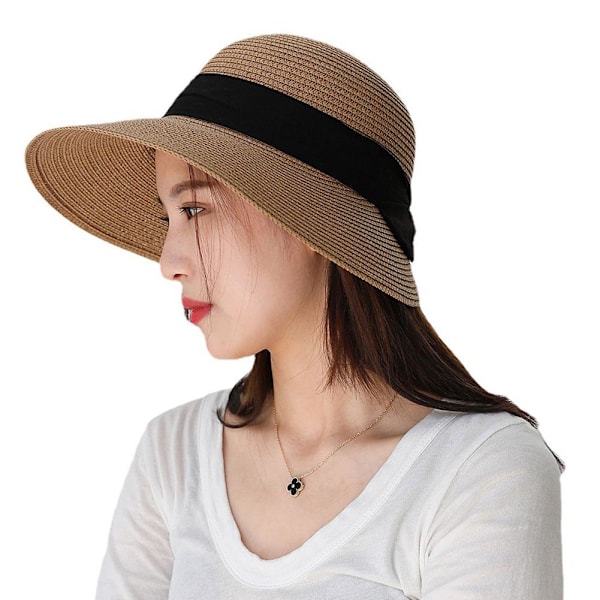 Vikbar Dam Dam Sommar Sol Strand Floppy Derby Hatt Halm Hink Brätte W1Z6 white one-size