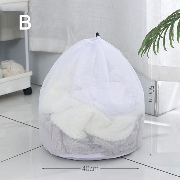 Stora tvättnätspåsar slitstark finmaskig tvättpåse dragsko med för stora låsbara kläder R0R2 whiteB 40*50cm