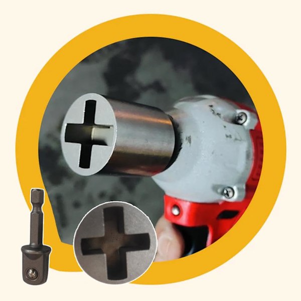 UOYOTT Hylsadapter för Borrmaskin, 2 i 1 Kraftig Hylskonverterare för saxdomkraft, Rostbeständigt Stål, Enkelt Däckbyte T Jack socket + adapter One size