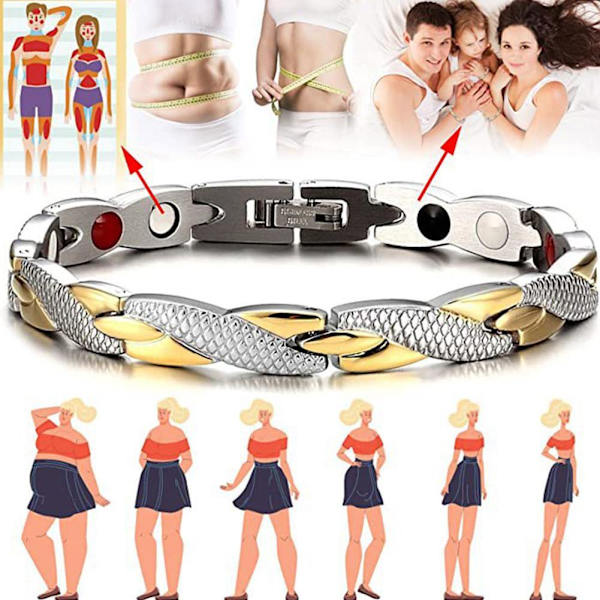 Magnetisk Läknings Terapi Artrit Armband Hälsosam Viktminskning Smärtlindring .ny Golden One size