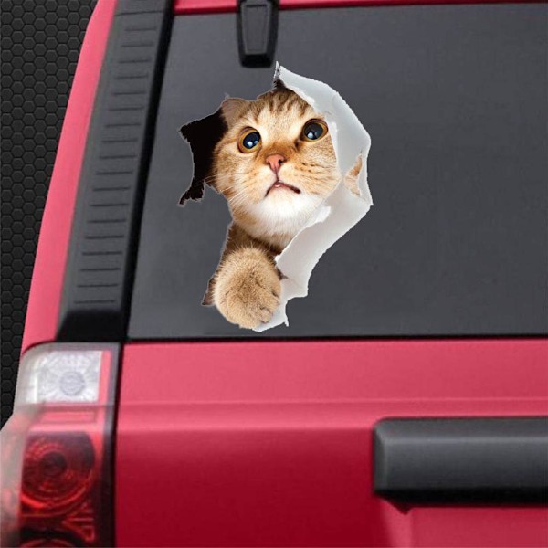 Bilsticker Katt 3D Stereoskopisk Syn Självhäftande Papper 3D D 1pcs