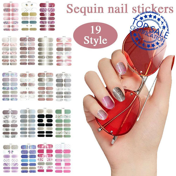 Europeisk Amerikansk Mode Tryckta 3d Nagelstickers Helt Täckta Med Nagellacksfilm Glitter K5t2 E 1pcs