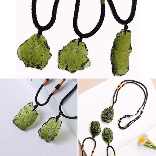Moldavit Impact Glas Hänge för Chakra Energi Naturlig Tjeckisk Meteorit Hot Q6 C one