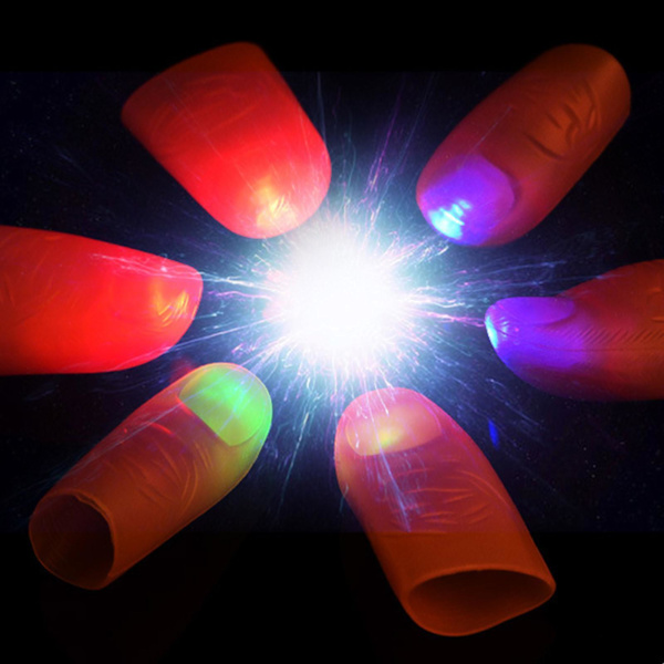 2x LED Finger Thumbs Ljus Röd Färg Magisk Rekvisita Party Lampa Show` Bar❀ red one-size