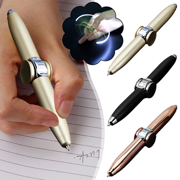 Fidget Spinner Penna Stress Relief Leksak, LED Kulspetspenna UK Y8M2 golden one size