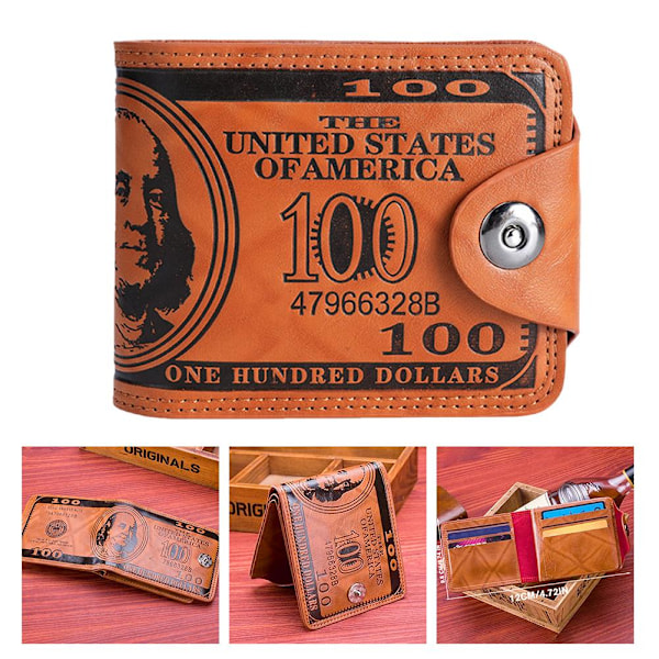 Herr US 100 Dollar Sedel Läder Bifold Kort Foto Plånbok Hållare =`~ E6T8 Z1C1