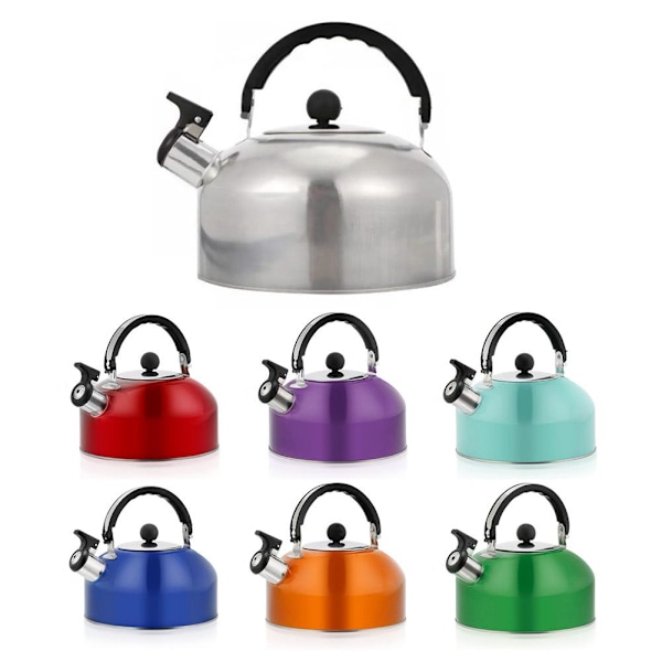 ♤ Visslande Vattenkokare Rostfritt Stål Camping Vattenkokare för Gasspis & Induktionshäll natural color 1PCS
