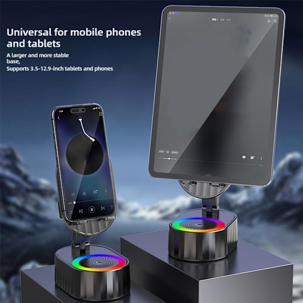 3-i-1 Telefonhållare Induktiv Bluetooth-högtalare Hållare 360° Roterande Vikbar K7R6 White 1set