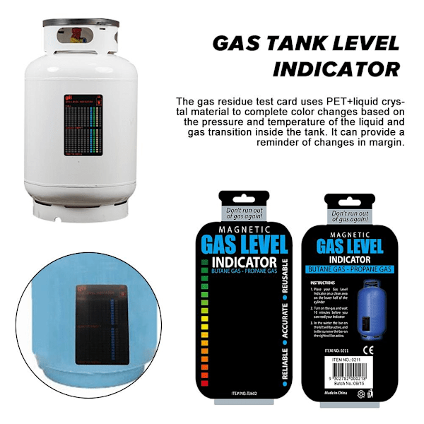 Magnetisk Gasflasknivåindikator, Gasbehållarnivåindikator Magnetisk Mätare Flaska, Indikator Mätare Husbil Rese Grill