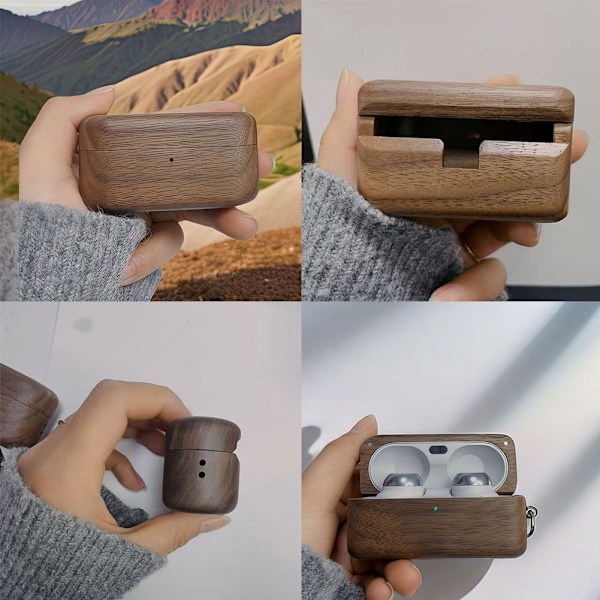 för Technics EAH-AZ100 skyddande skal i massivt trä för hörlurar W1B7 Walnut square for Technics EAH