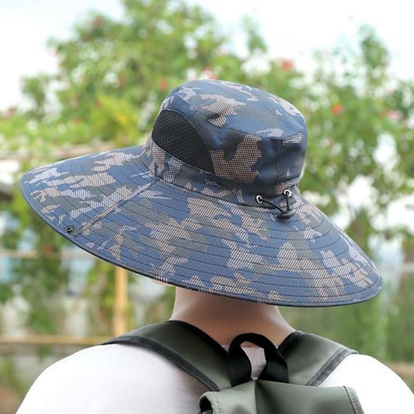 Fiskehatt för män med stor brätte, sommarsolskydd vikbar kamouflage F9 Khaki 1pcs
