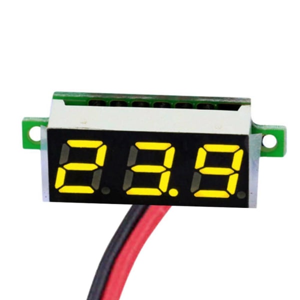 3-siffrig mini voltmeter med LED-trådar 0-30 V DC green One-size