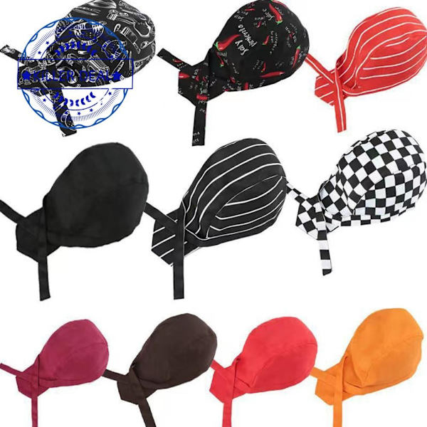 Kockmössa Restaurang Kök Bandana Servitör Universal Wrap Kök Verkstad Sushi Pirathatt G5n7 pepper 1pcs