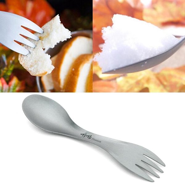 Utomhus Camping Picknick Titan Sked Bestick Gaffel Lättvikt Gaffel Spork Portabel A8U4