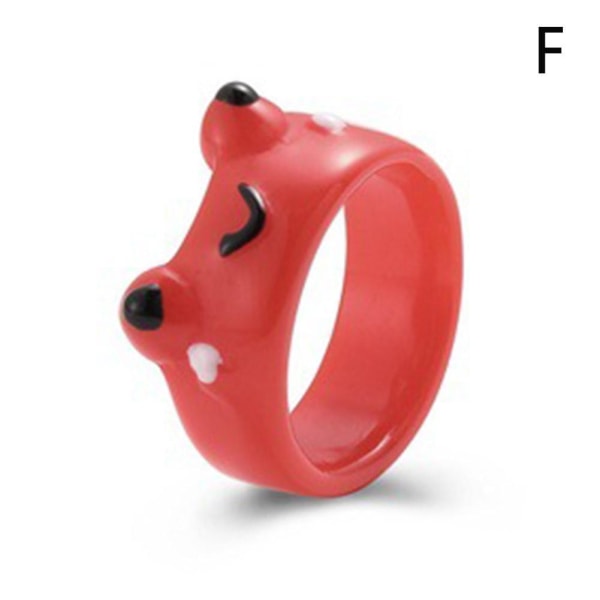 Cute Frog Chick Resin Ring, Colorful Chunky Rings, Cartoon Geometr Red One size