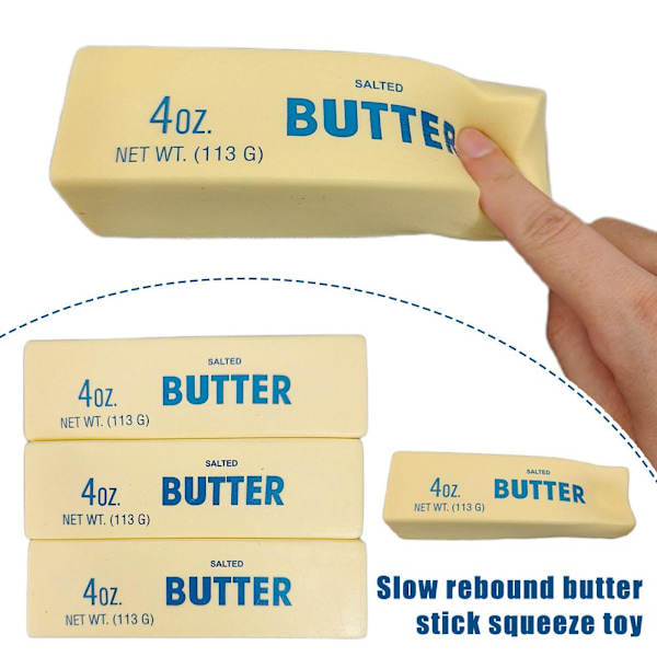 Långsamt Stigande Smörstång Squishy Stressleksak Realistisk Matmodell Mjuk Sensorisk Leklera H1A7