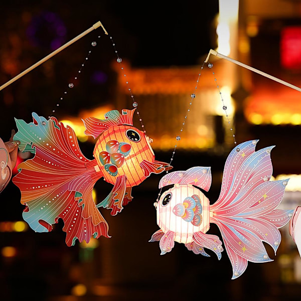 Materialpåse för DIY-lampa till Midhöstfestivalen, gyllene dekorationer kan dekorera fisk L9f5 red 1pcs