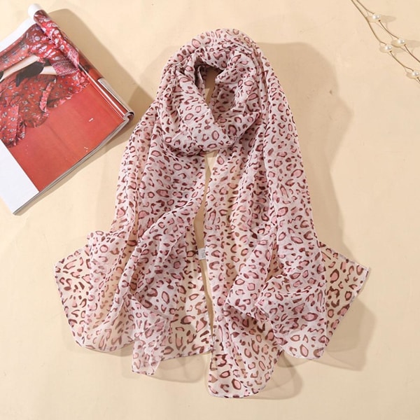 Tryckt Voile Leopard Sjal Lång Bred Chiffong Scarves Hijab Muslim Kvinnor Mode R7I1 white 50*160cm