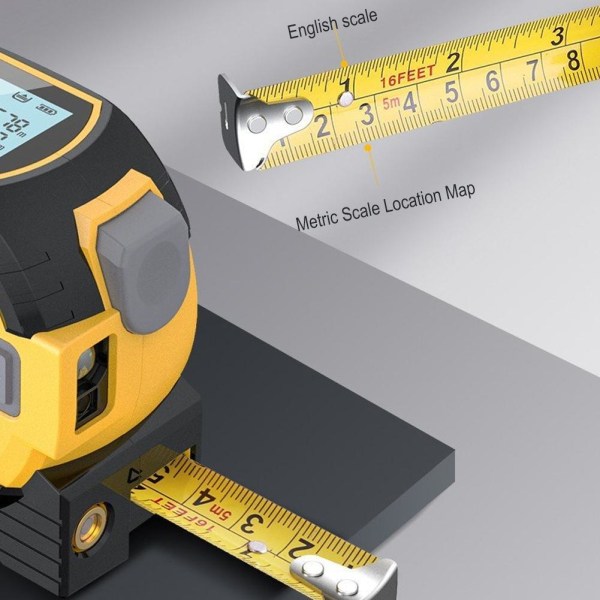 3 i 1 lasermåttband - Digitalt lasermåttband, exakt yellow 40m