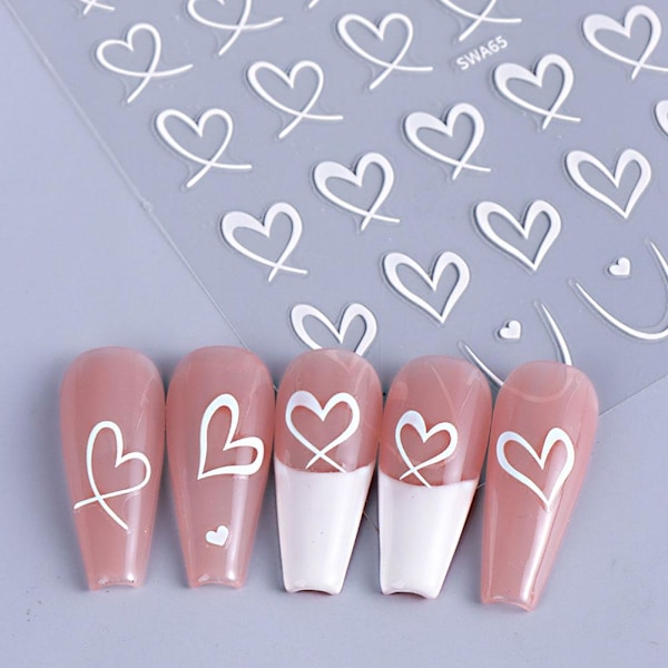 Franska Långa Naglar Kärlek Nagelstickers Kvinnor Romantiska Linjer Sticker Till Nagel Kärlek Ta Bort Konst Lätt J8i7 E 1pcs