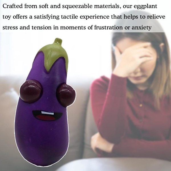 Klämleksak Lila Aubergine Mjuk Stresslindring Avslappning Grönsak A0E5