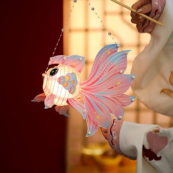 Materialpåse för DIY-lampa till Midhöstfestivalen, gyllene dekorationer kan dekorera fisk L9f5 pink 1pcs