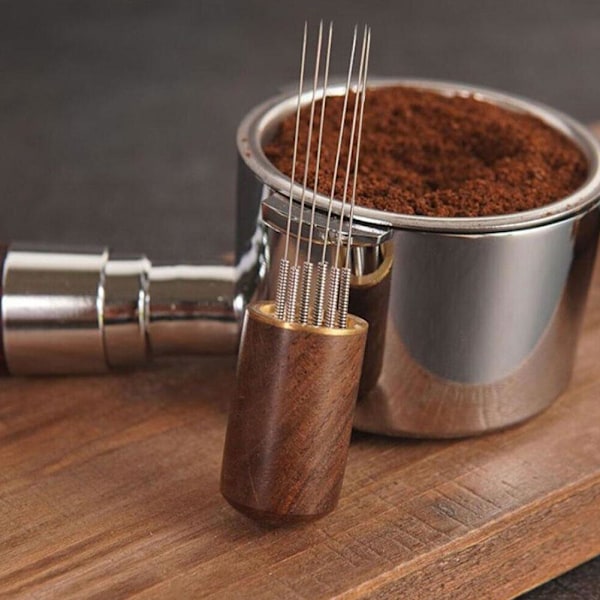 Kaffeomrörare i rostfritt stål, nåldispenser för espressopulver dark 6 fine needles