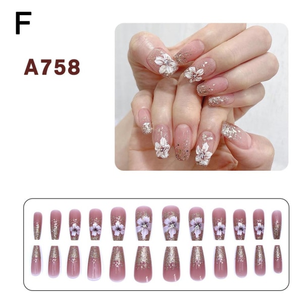 24ST falska naglar set med lim långa naglar Fransk nagelvård nagel A758  one-size