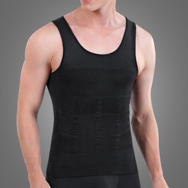 Herr Underkläder Slimmande Kroppsformande Väst Bröstkompressionströja Formare Midja Abs Mage Tank Top Undertröja Magekontroll black M